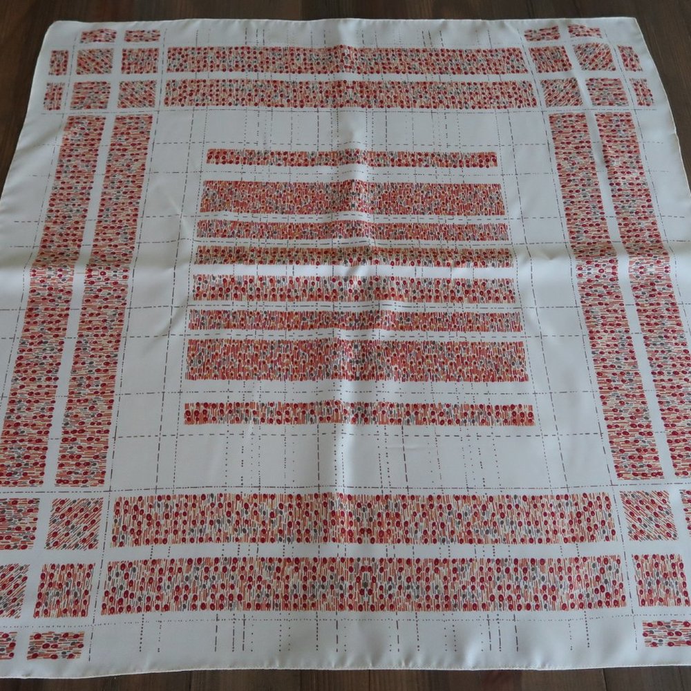 Italian Andante Brick Red and Cream Square Scarf